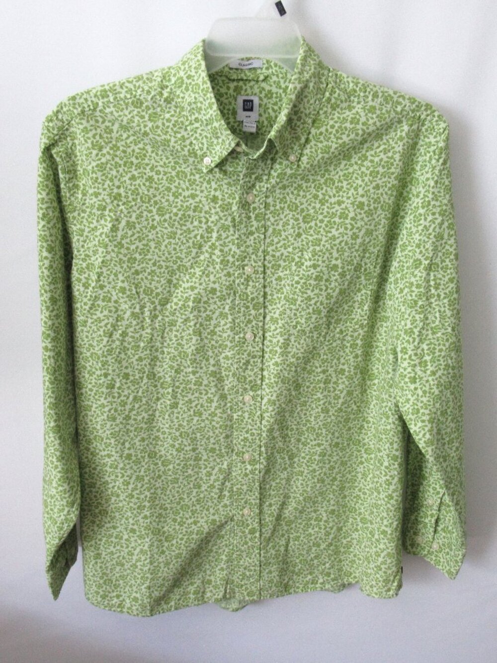 Gap Classic green floral 100% cotton men's long sleeve casual shirt *Sz L*